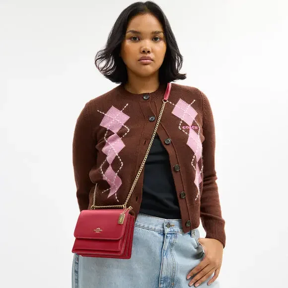 ❤️Coach NWT True Red Mini Klare Crossbody Bag with Gold Chain Strap &Hardware - Picture 3 of 9